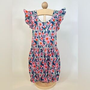 NWOT Girls Floral Flutter-Sleeve Romper